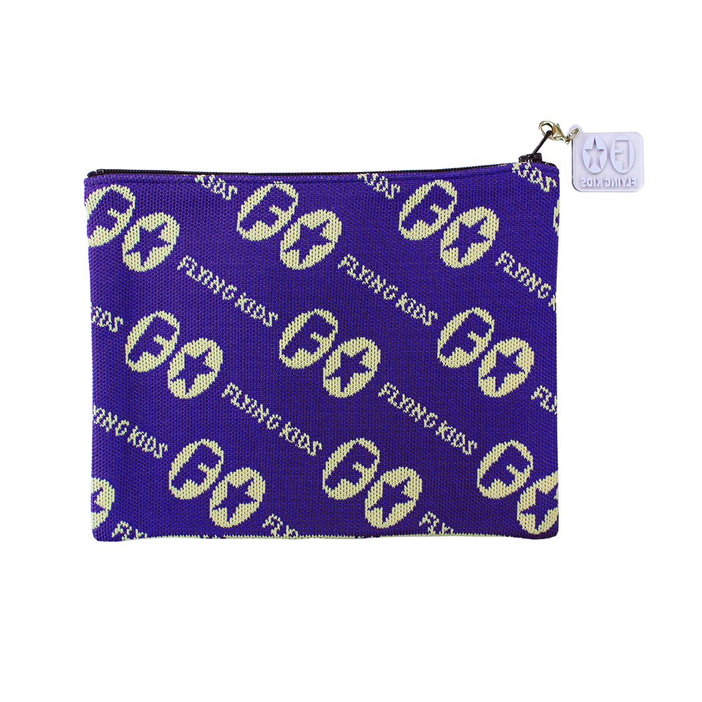  FK ニットポーチ（CREAM×PURPLE）